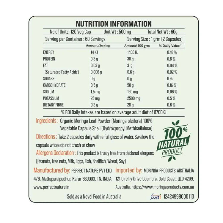 Organic Moringa Capsules 3 Pack - 360 Capsules